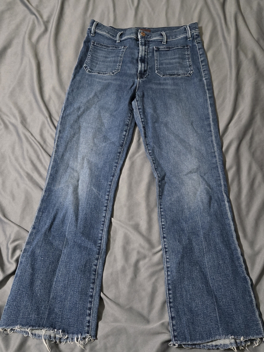 MOTHER Blue Women's Flare Jeans with Raw Hem